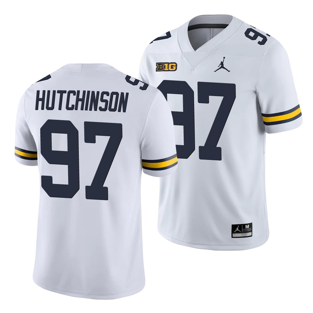 Michigan Wolverines Aidan Hutchinson White College Men's Game Jersey