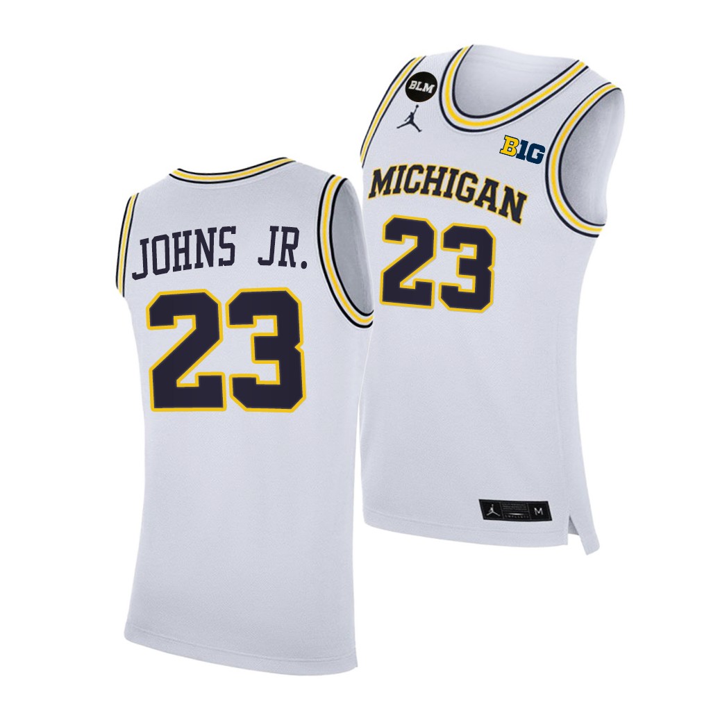 Michigan Wolverines Brandon Johns Jr. 2021 Big Ten regular season champions White BLM Jersey March Madness