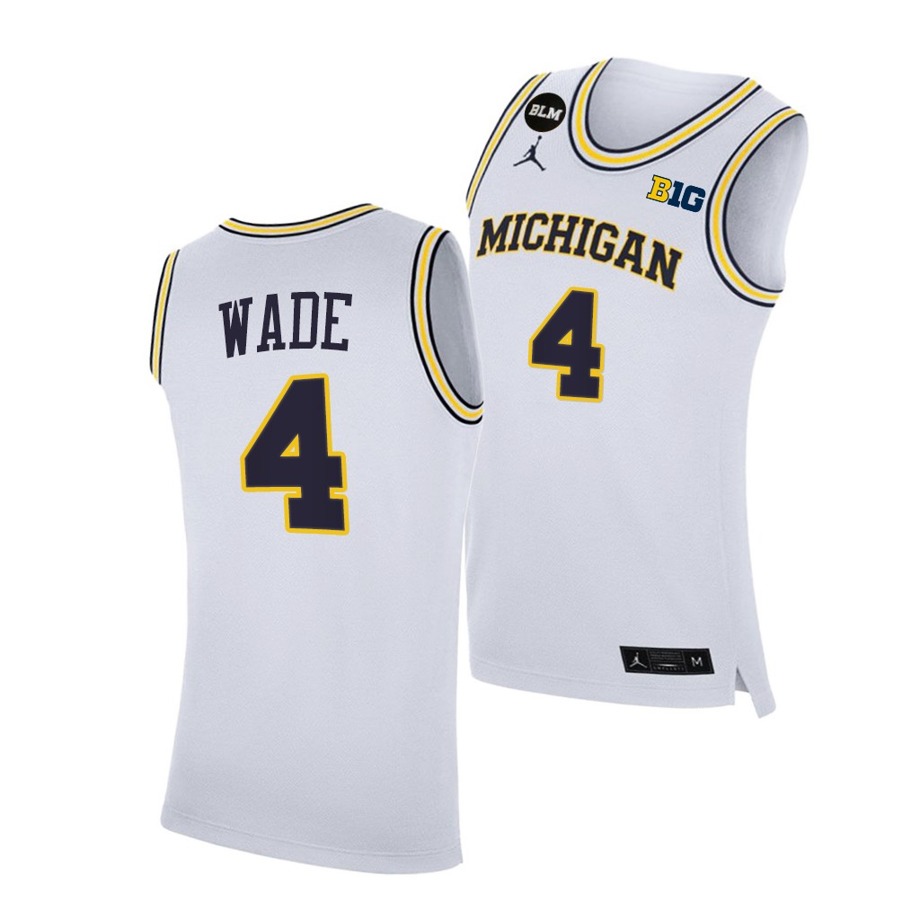 Michigan Wolverines Brandon Wade 2021 Big Ten regular season champions White BLM Jersey March Madness