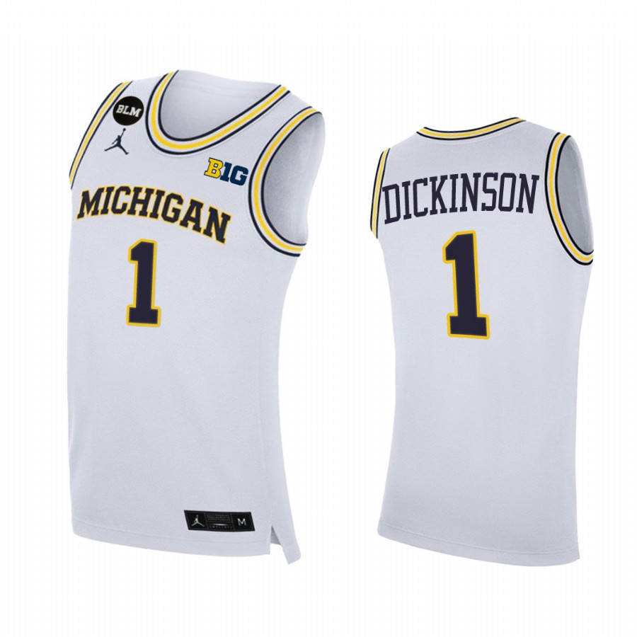 Michigan Wolverines Hunter Dickinson Jersey 2022-23 College White Uniform