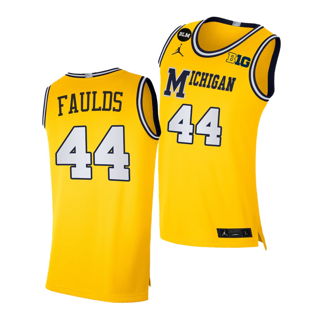 Michigan Wolverines Jaron Faulds Yellow 2021 BLM Social Justice Limited Jersey