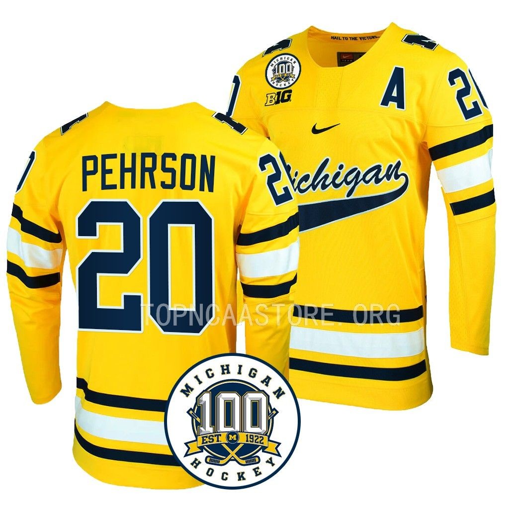 Michigan Wolverines Keaton Pehrson 100th Anniversary Maize #20 Jersey