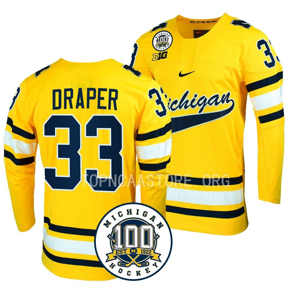 Michigan Wolverines Kienan Draper 100th Anniversary Maize #33 Jersey