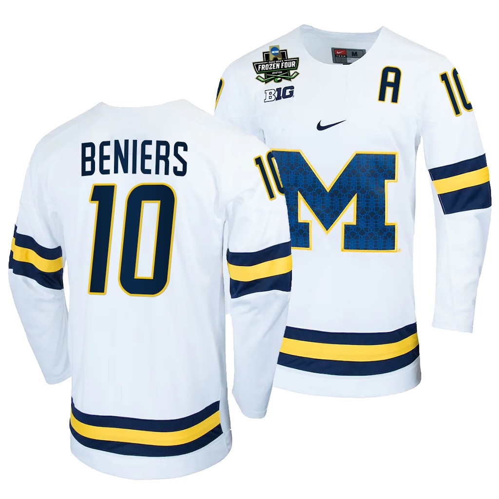 Michigan Wolverines Matty Beniers 2022 Frozen Four White #10 NCAA Jersey