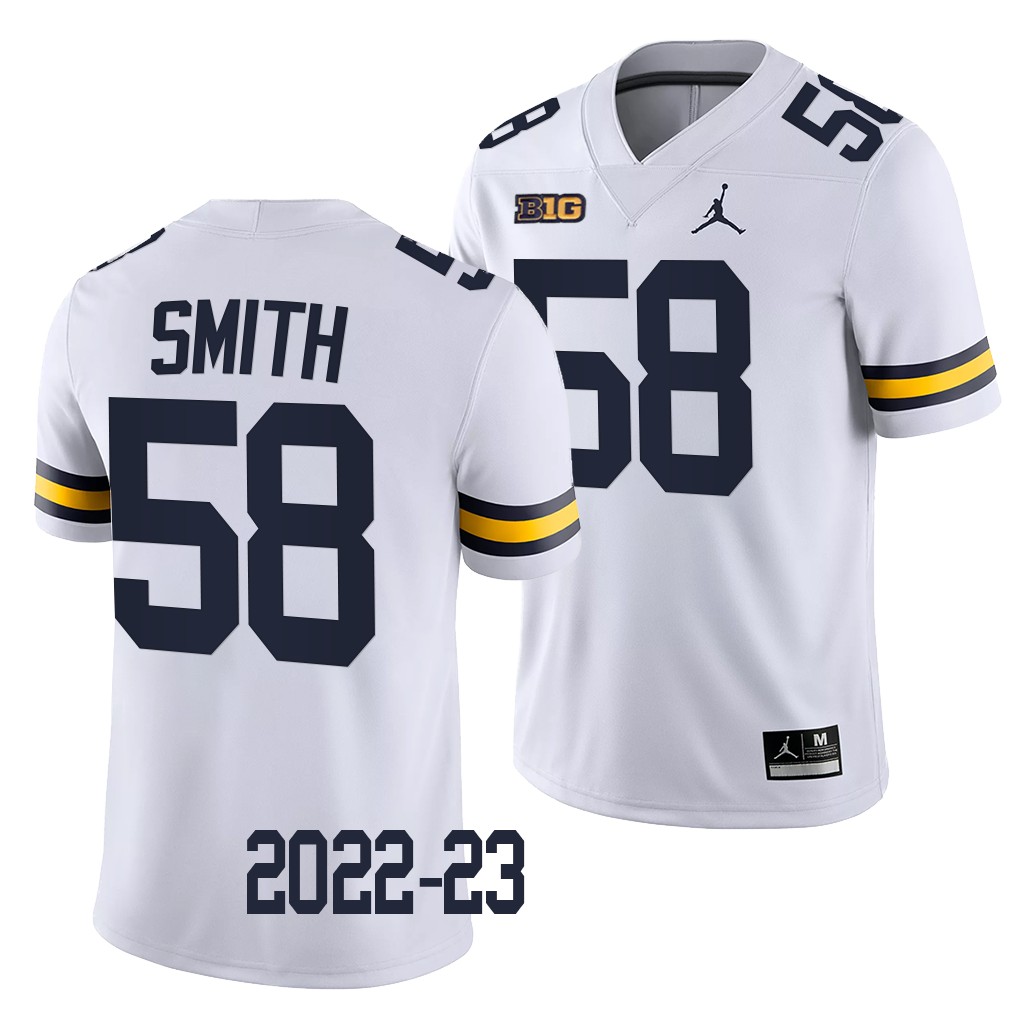 Michigan Wolverines Mazi Smith Jersey 2022-23 College White #58 Game Men's Shirt