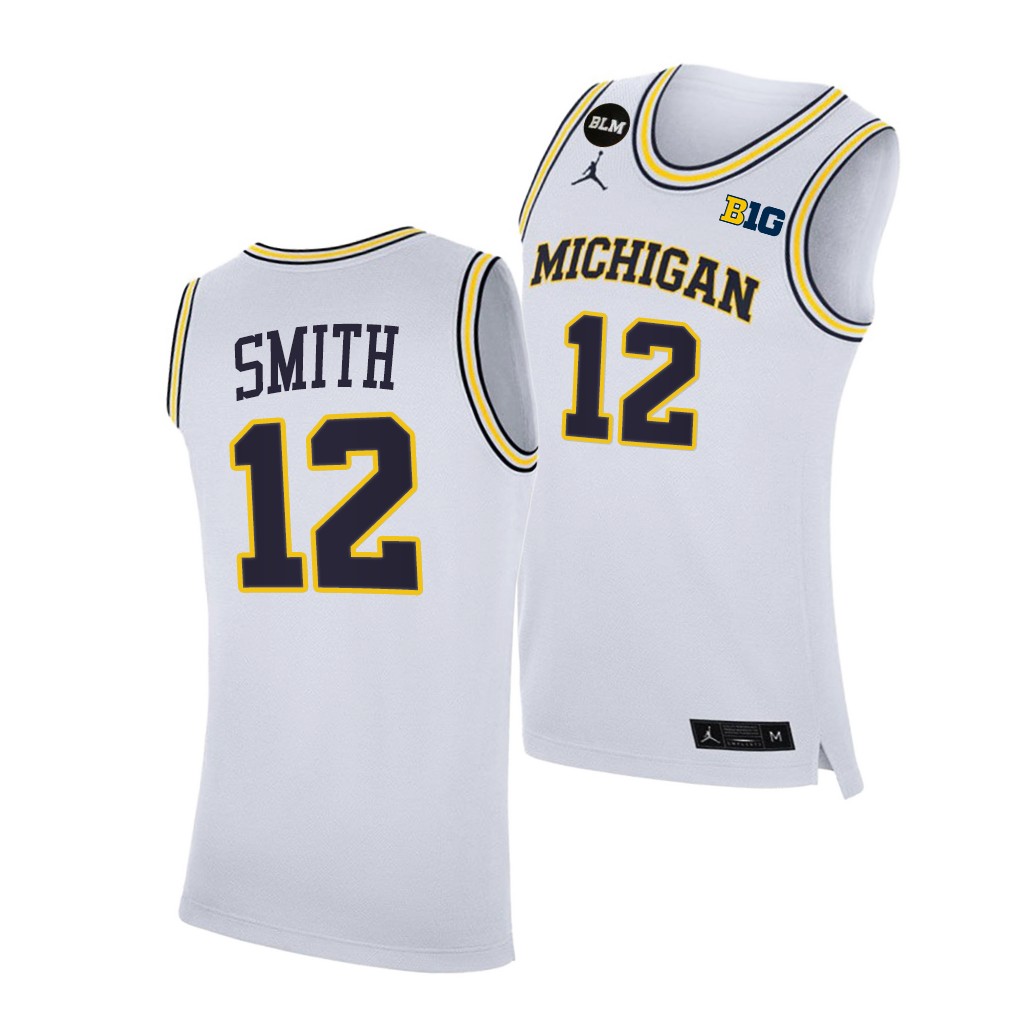 Michigan Wolverines Mike Smith 2021 Big Ten regular season champions White BLM Jersey March Madness