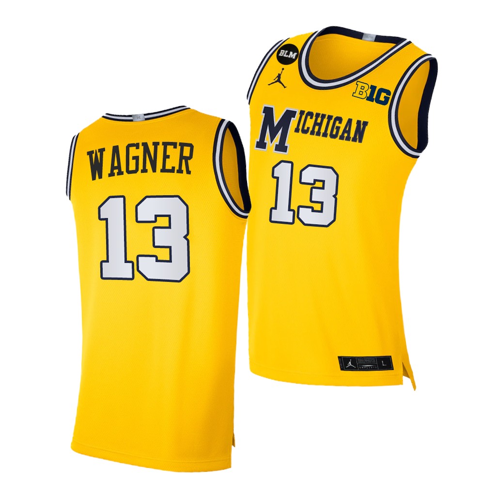 Michigan Wolverines Moritz Wagner Yellow 2021 BLM Social Justice Away Jersey