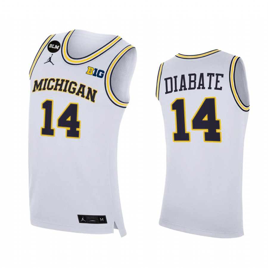 Michigan Wolverines Moussa Diabate Jersey 2022-23 College White Uniform