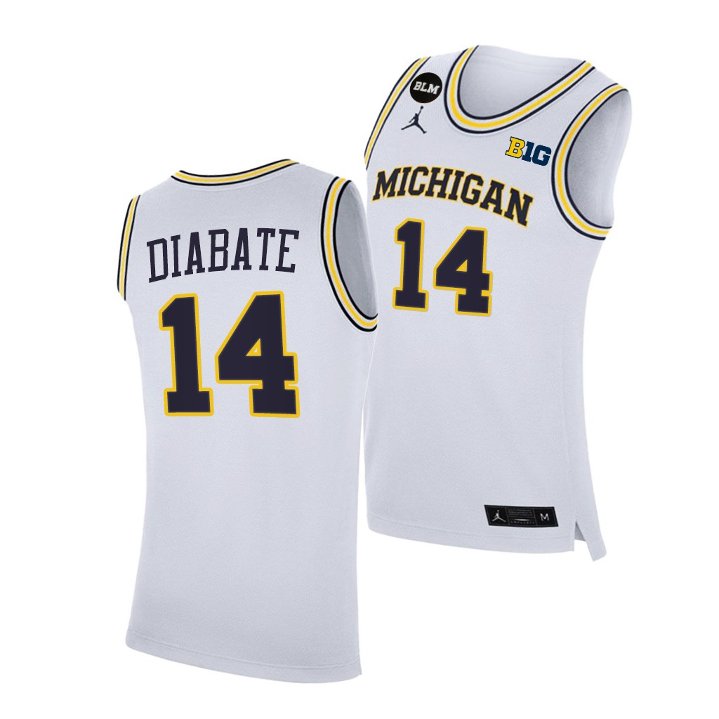 Michigan Wolverines Moussa Diabate White Home 2021 Class Jersey