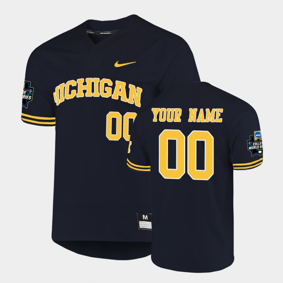Michigan Wolverines Navy 2019 NCAA College World Series Custom Jersey
