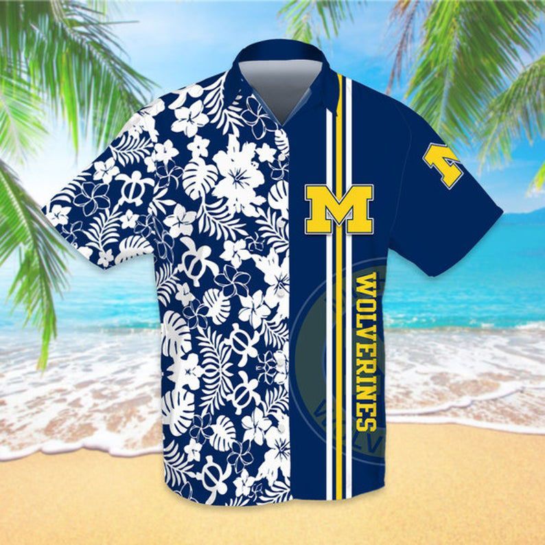 Michigan Wolverines NCAA Football Sport Logo Cool – Premium Hawaiian Shirt – Gift For Sports Lovers