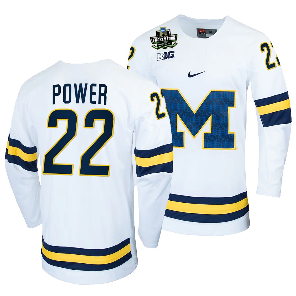 Michigan Wolverines Owen Power 2022 Frozen Four White #22 NCAA Jersey