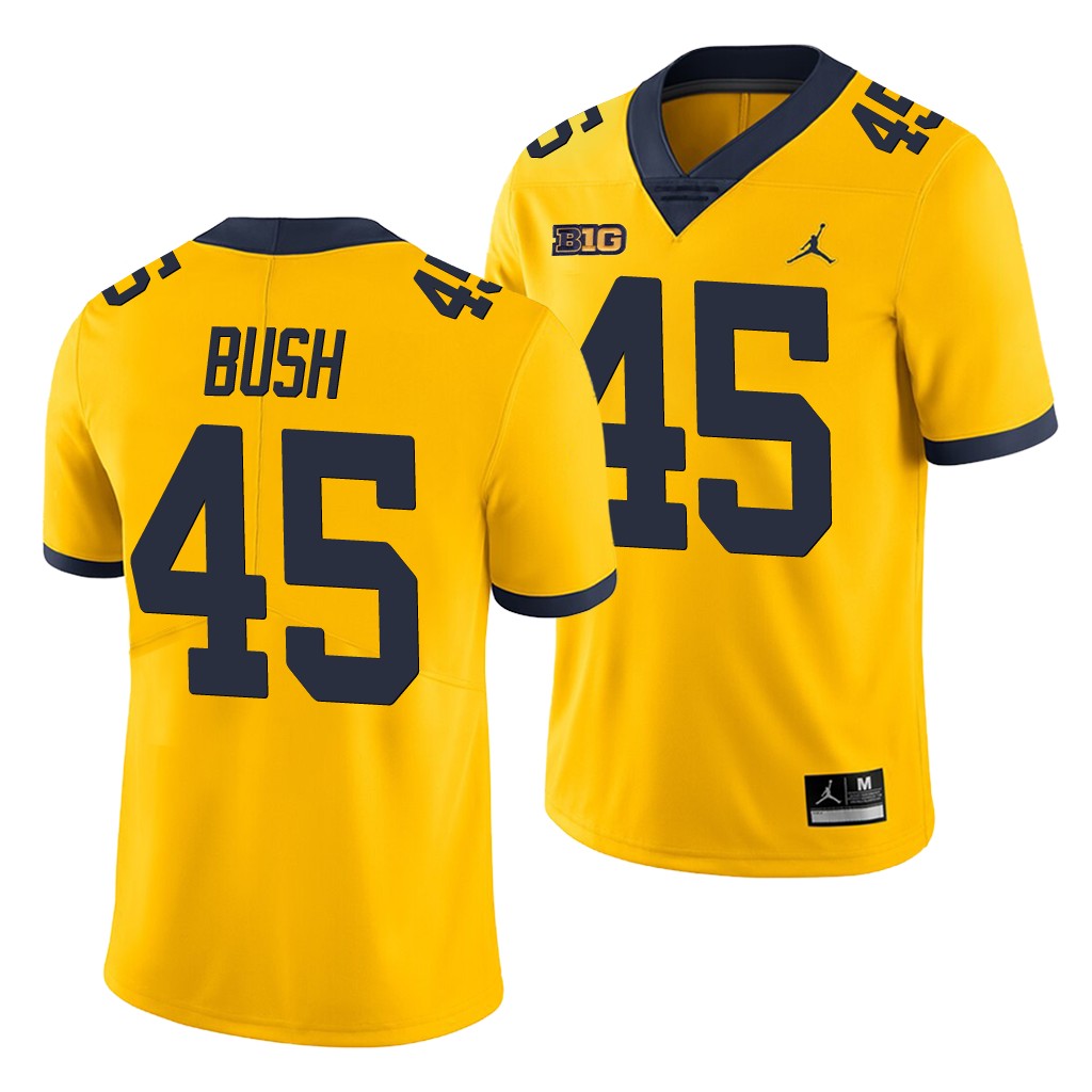 Michigan Wolverines Peter Bush Yellow Game Men's College Jersey