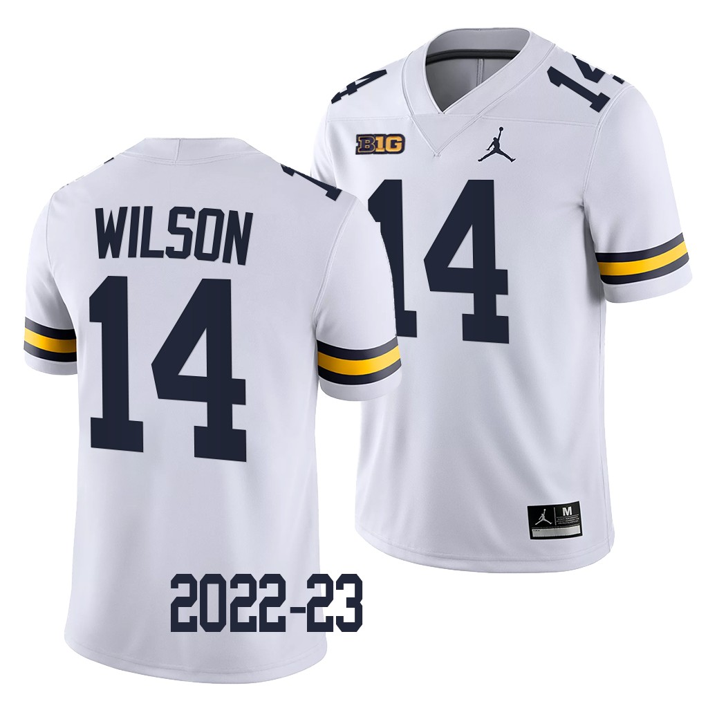 Michigan Wolverines Roman Wilson Jersey 2022-23 College White #14 Game Men's Shirt