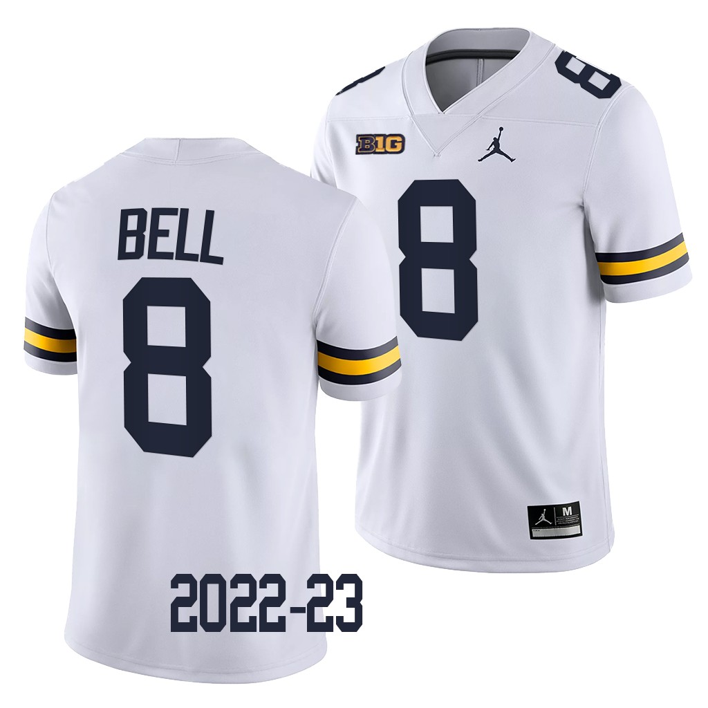 Michigan Wolverines Ronnie Bell Jersey 2022-23 College White #8 Game Men's Shirt