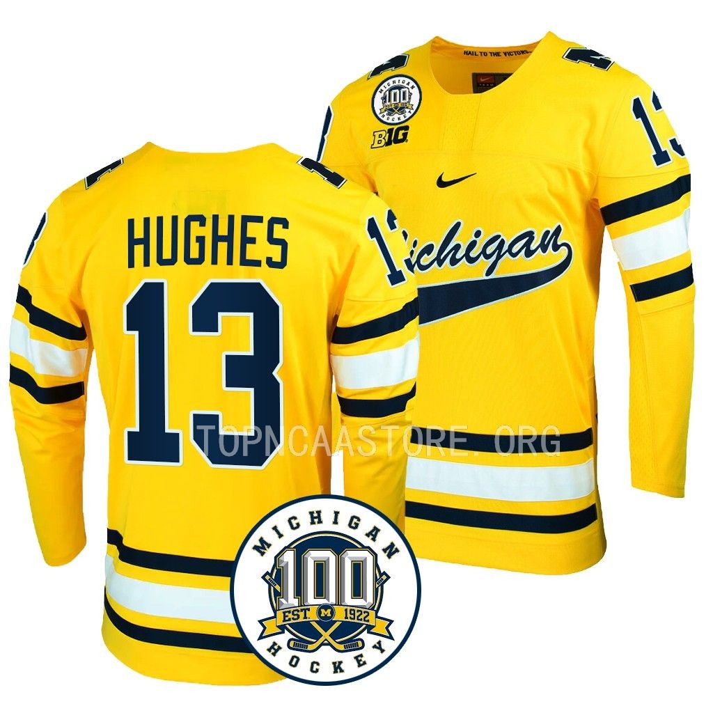 Michigan Wolverines T.J. Hughes 100th Anniversary Maize #13 Jersey