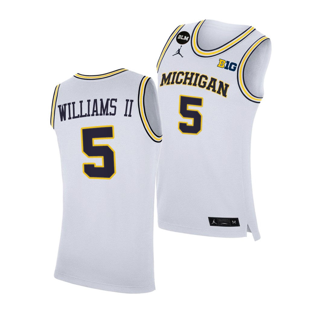 Michigan Wolverines Terrance Williams II 2021 Big Ten regular season champions White BLM Jersey March Madness