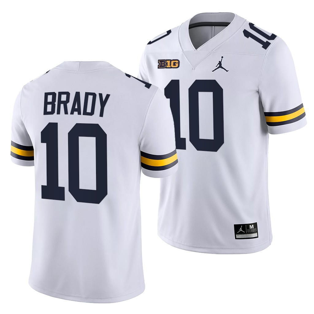 Michigan Wolverines Tom Brady 10 White NFL Alumni MVP Game Jersey Men