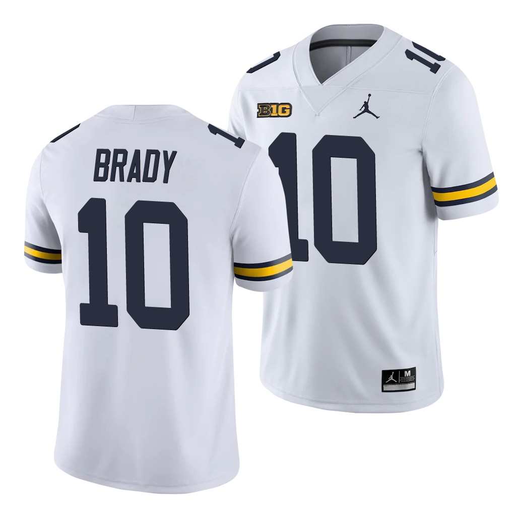 Michigan Wolverines Tom Brady White College Men's Game Jersey