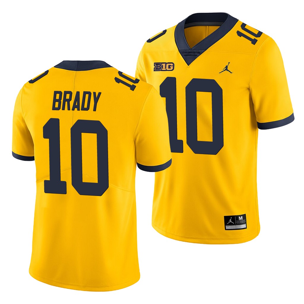 Michigan Wolverines Tom Brady Yellow Game Men's College Jersey