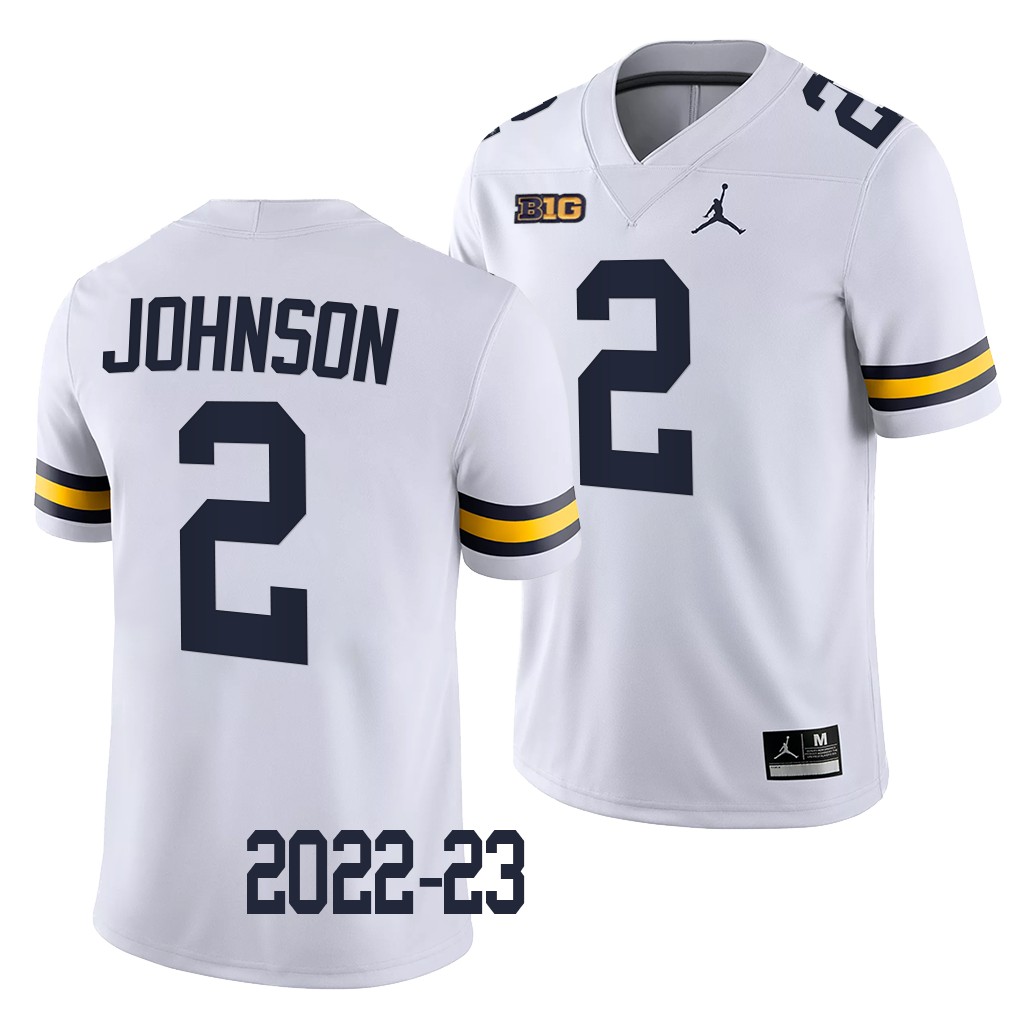 Michigan Wolverines Will Johnson Jersey 2022-23 College White #2 Game Men's Shirt
