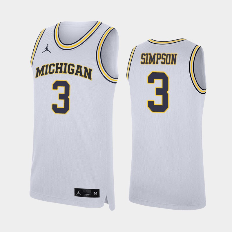 Michigan Wolverines Zavier Simpson White Men's College Jersey