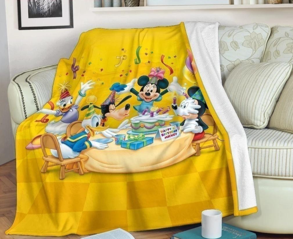 Mickey And Donald Birthday Party Sherpa Blanket Cozy Blanket Fleece Blanket