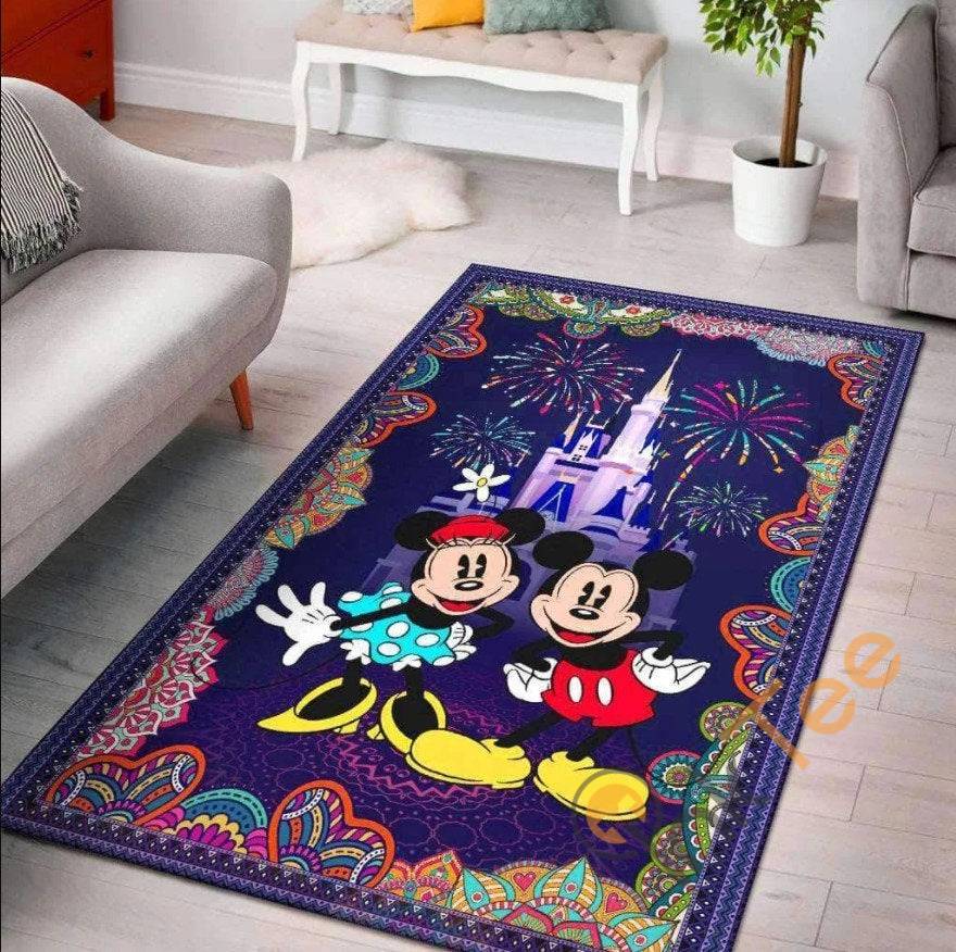 Mickey Mouse And Minnie New Year Eve Theme For Living Room Bedroom Disney Lover Home Decor Rectangle Rug