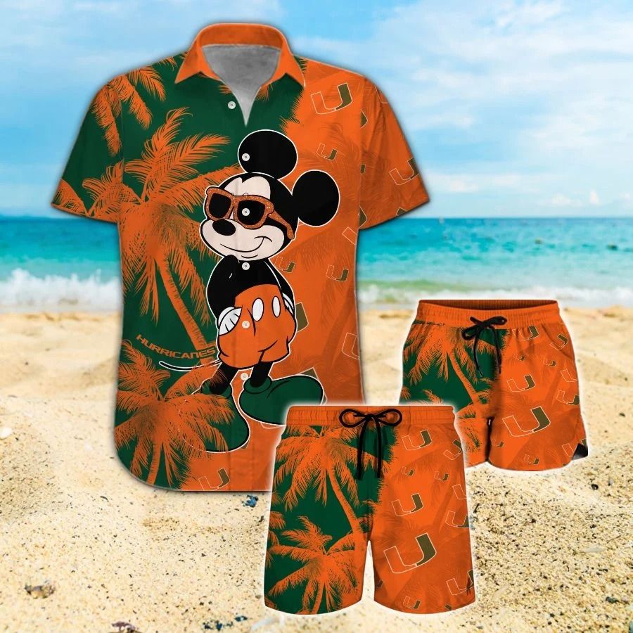 Mickey Mouse Miami Hurricanes hawaiian shirt and beach