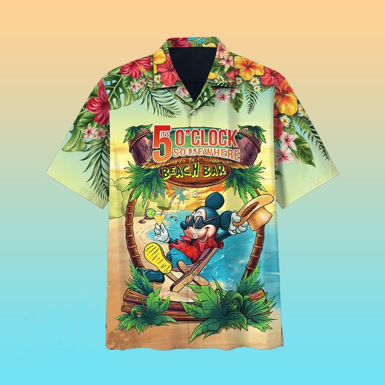Mickey Mouse o clock Somewhere Beach bar Hawaiian Shirt