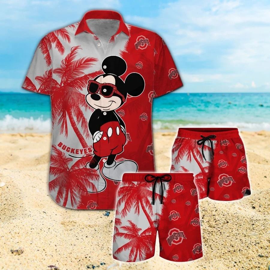 Mickey Mouse Ohio State Buckeyes hawaiian shirt and beach