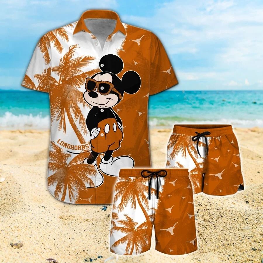 Mickey Mouse Texas Longhorns hawaiian shirt and beach