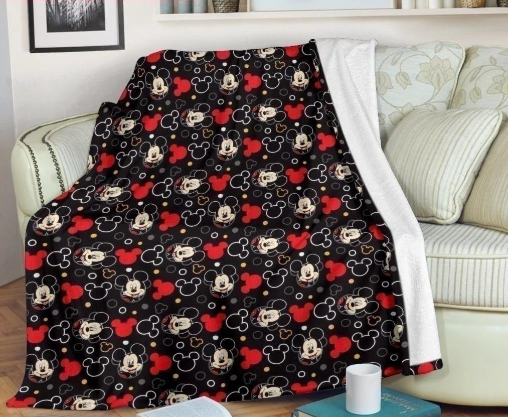 Mickeys Face Walt Disney Sherpa Blanket Cozy Blanket Fleece Blanket