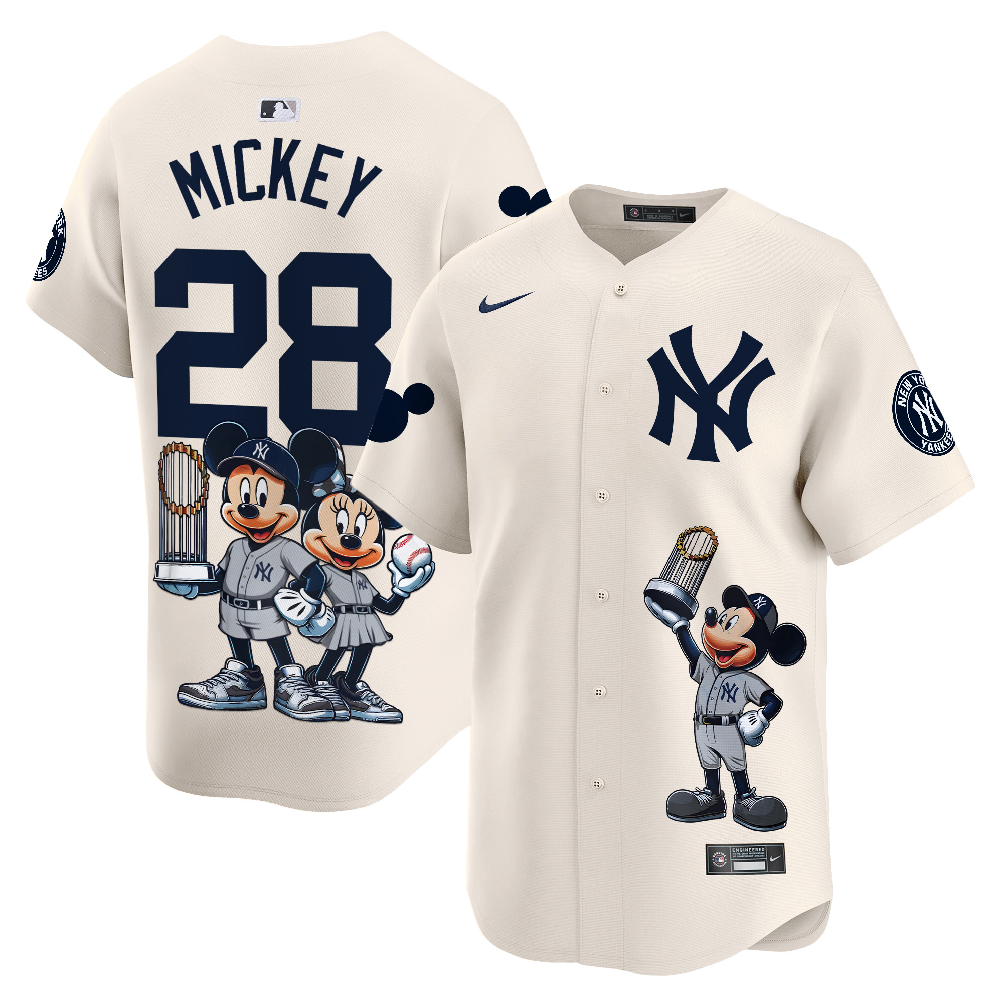 MickeyUnisex New York Yankees Mickey Vapor Premier Limited Cream Jersey - Printed