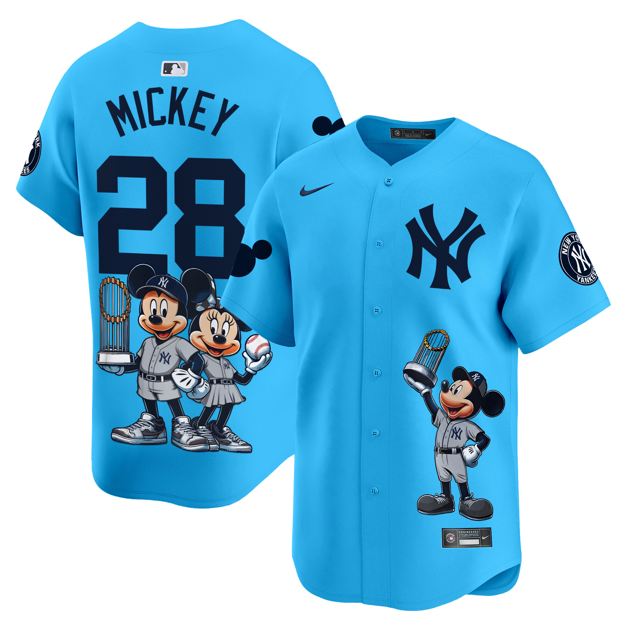 MickeyUnisex New York Yankees Mickey Vapor Premier Limited Light Blue Jersey - Printed