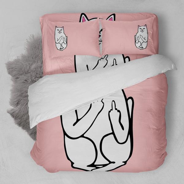 Middle Finger Cat 3D Customized Duvet Cover Bedding Set