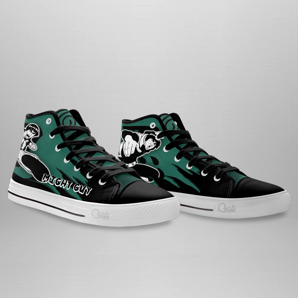 Might Guy High Top Shoes Anime Sneakers Manga Style