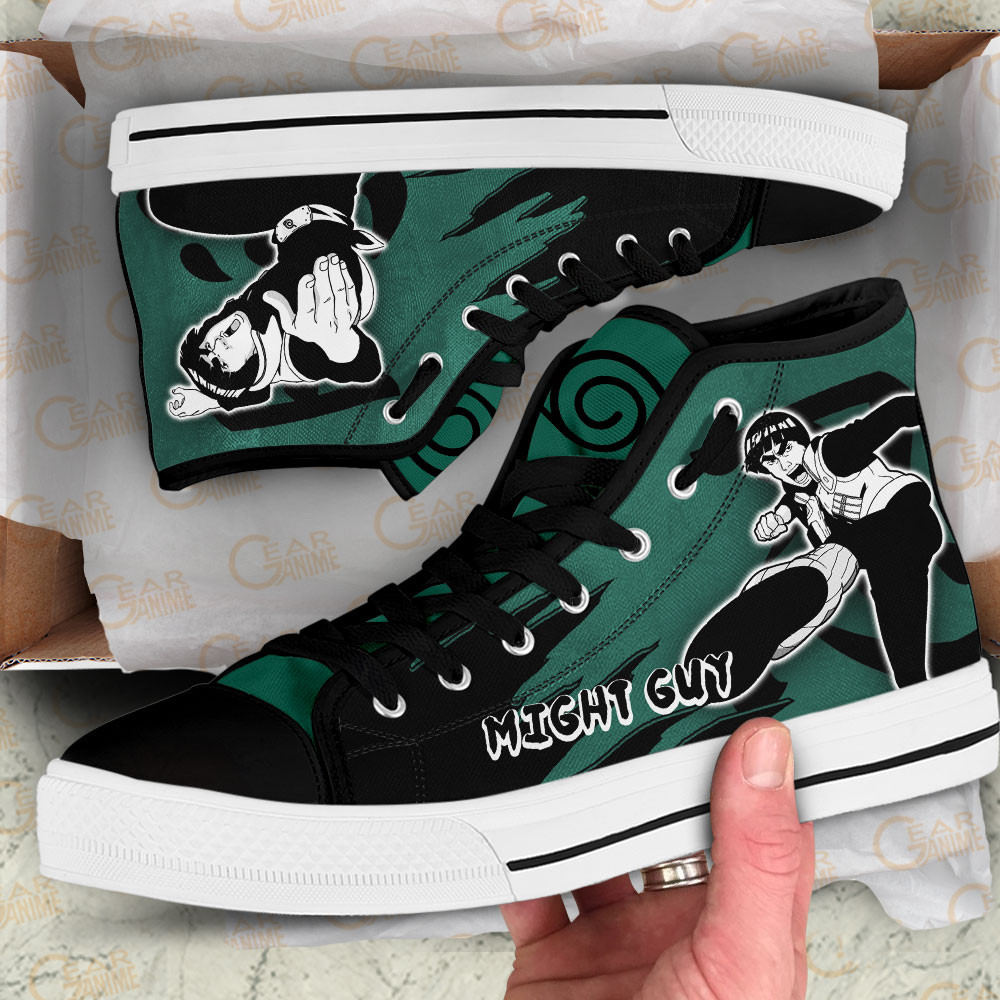 Might Guy High Top Shoes Anime Sneakers Manga Style