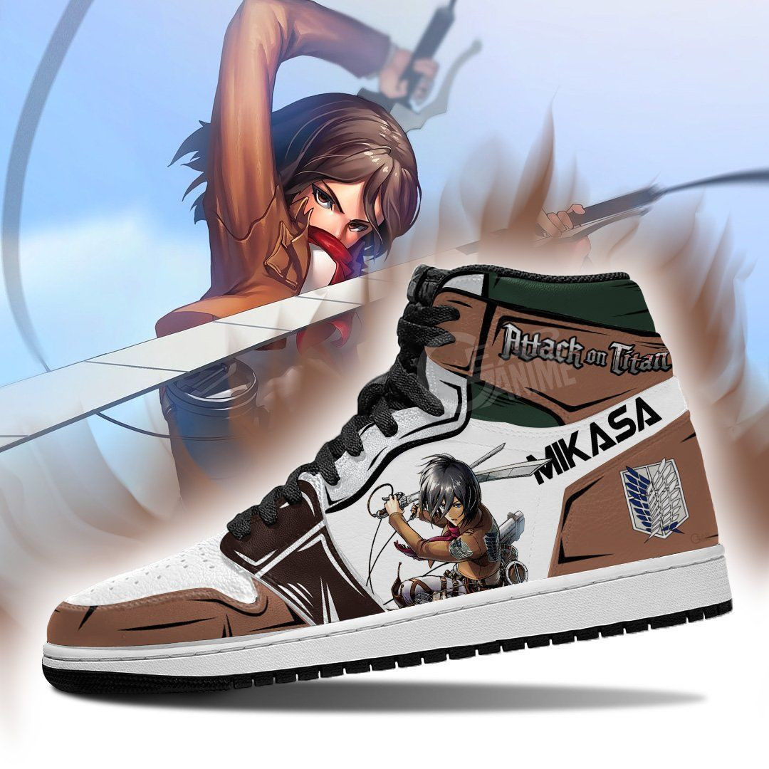 Mikasa Ackerman Attack On Titan Anime 1 High Top Air Jordan Sneaker, Air Jordan Hightop