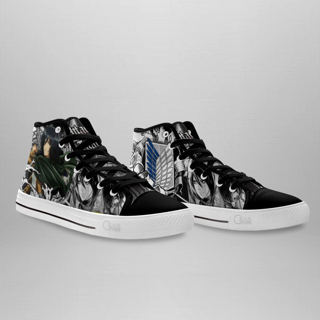Mikasa Ackerman High Top Shoes Custom Anime Attack On Titan Sneakers