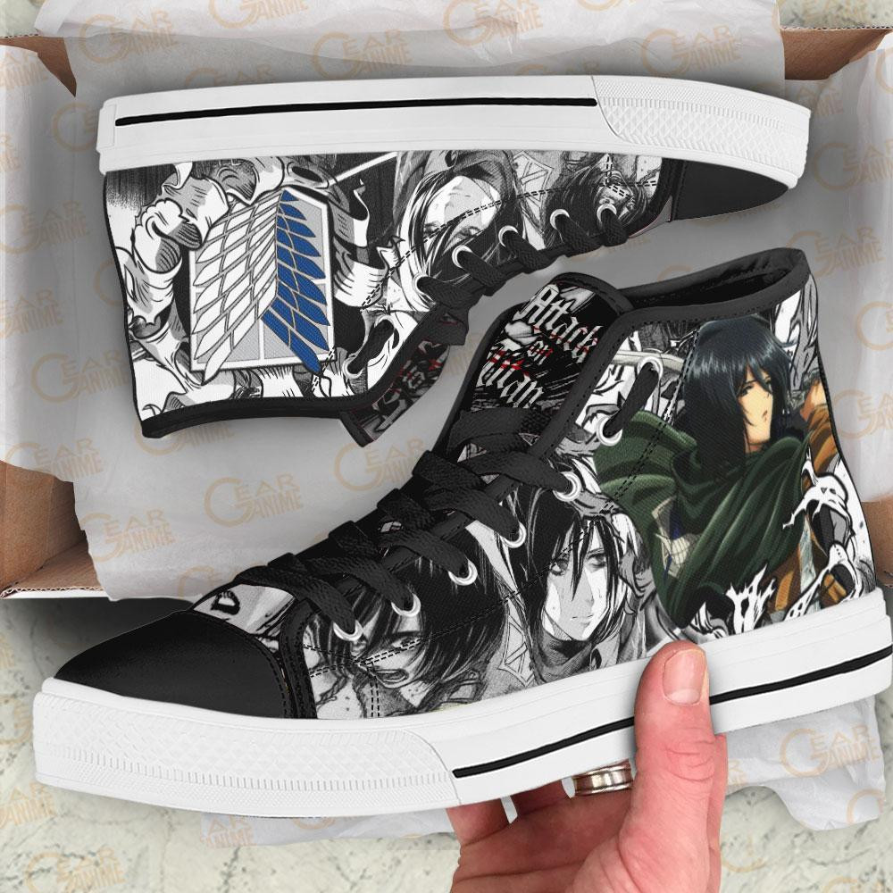 Mikasa Ackerman High Top Shoes Custom Anime Attack On Titan Sneakers