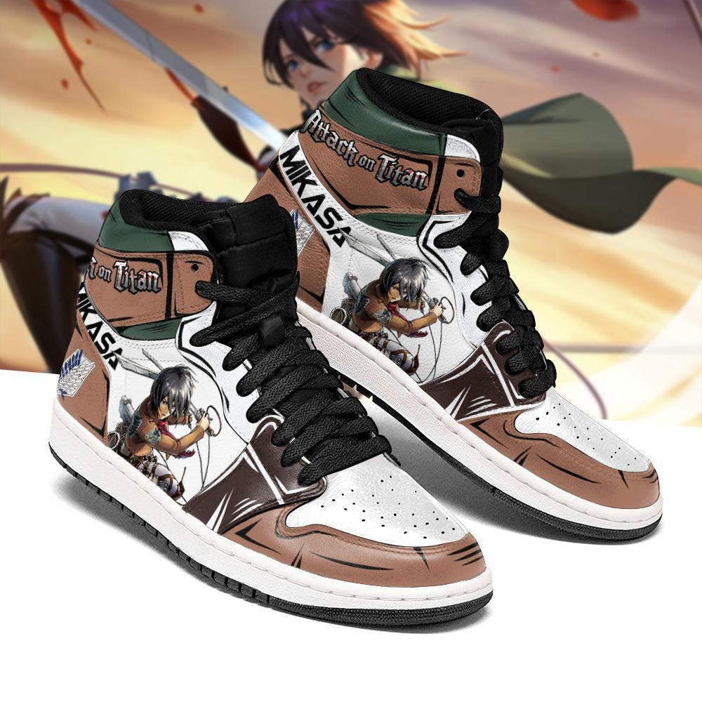 Mikasa Ackerman JD1s Sneakers Attack On Titan Anime JD1s Sneakers, Air Jordan Hightop