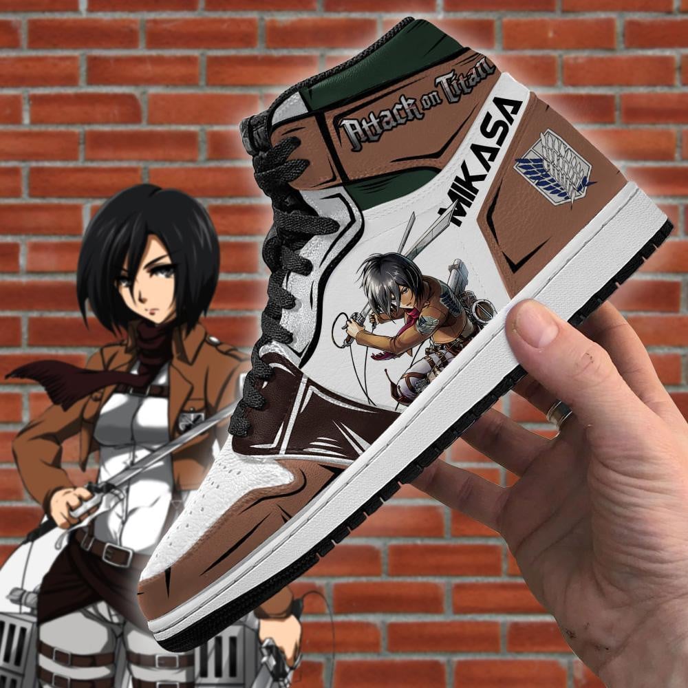 Mikasa Ackerman JD1s Sneakers Attack On Titan Anime JD1s Sneakers, Air Jordan Hightop