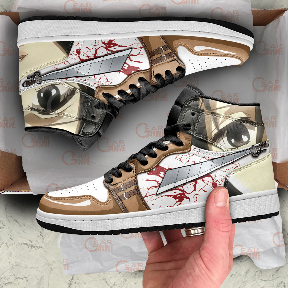 Mikasa Ackerman JD1s Sneakers Attack On Titan Anime Shoes, Air Jordan Hightop