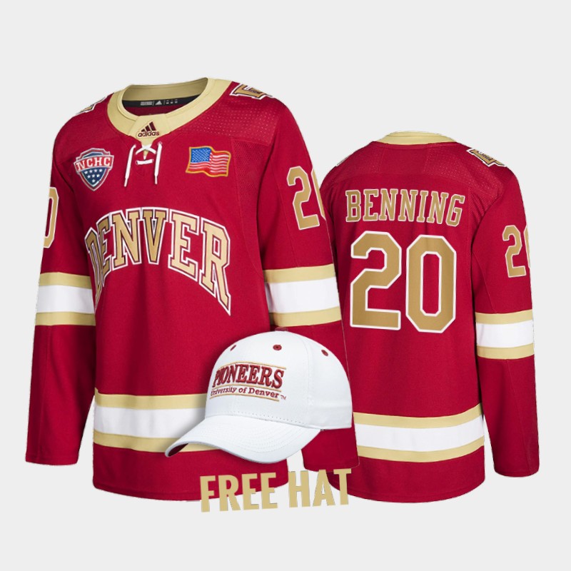 Mike Benning #20 Denver Pioneers 2022 College Crimson Jersey