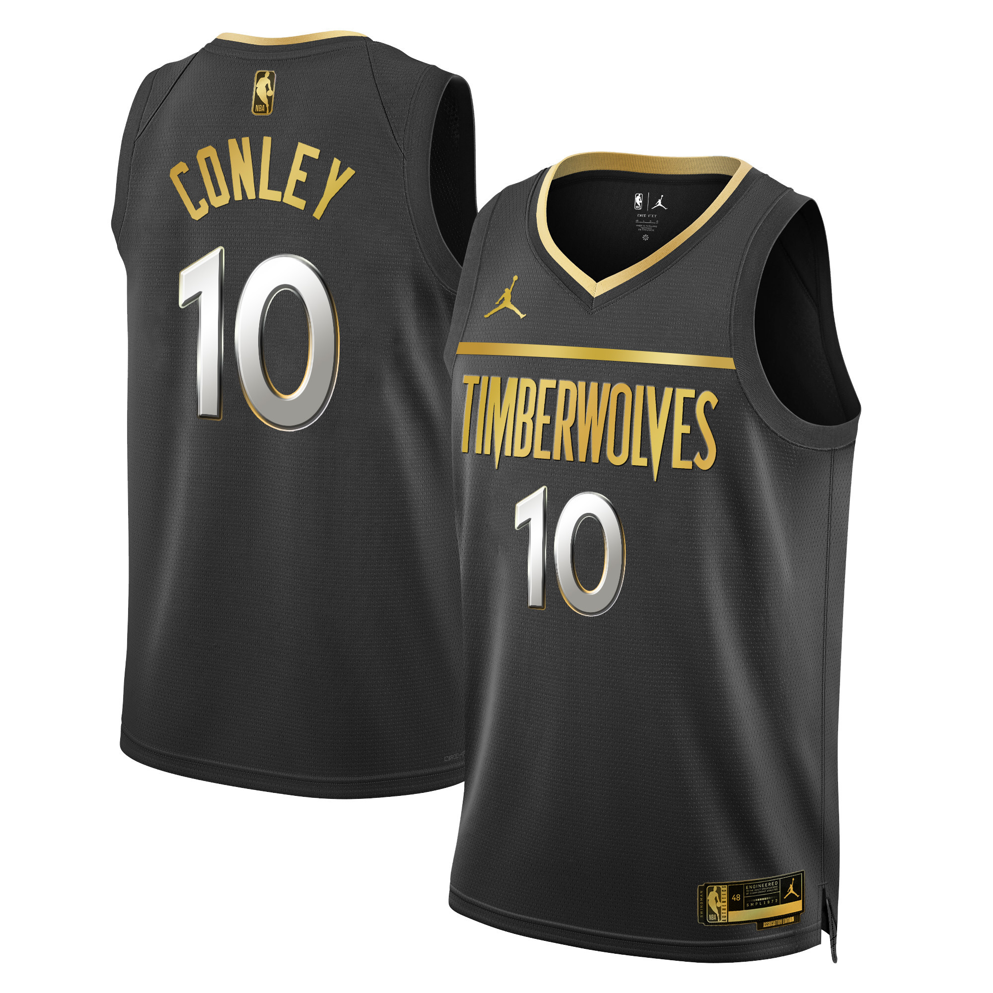 Mike Conley Men's Minnesota Timberwolves Swingman Black Gold Jersey - All Stitched