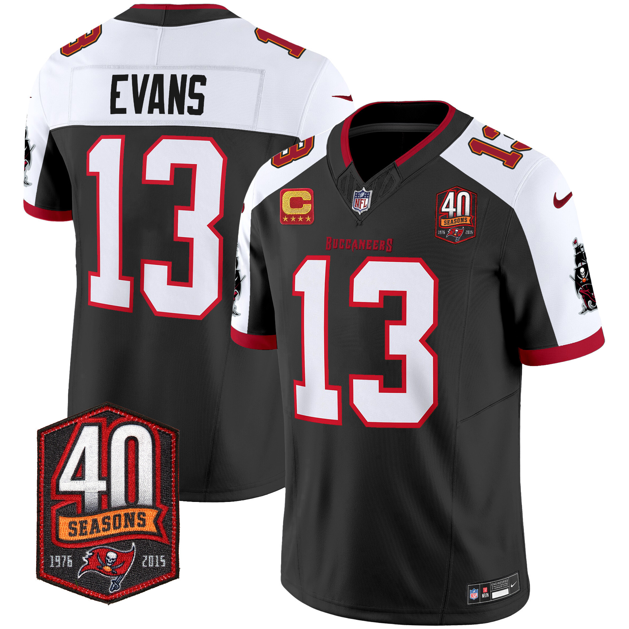 Mike Evans Men's Tampa Bay Buccaneers 40th Season Patch Vapor Limited Black Alternate Jersey - All Stitched 