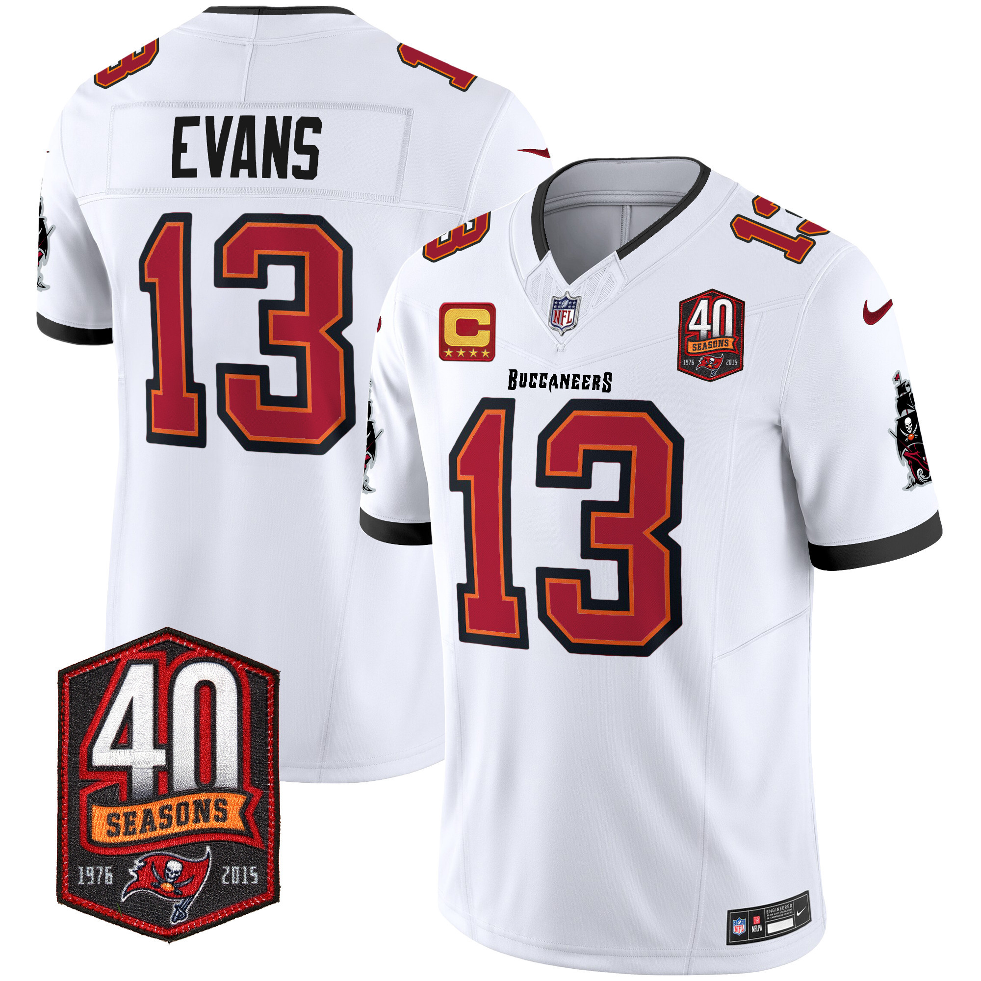 Mike Evans Men's Tampa Bay Buccaneers 40th Season Patch Vapor Limited White Jersey - All Stitched 