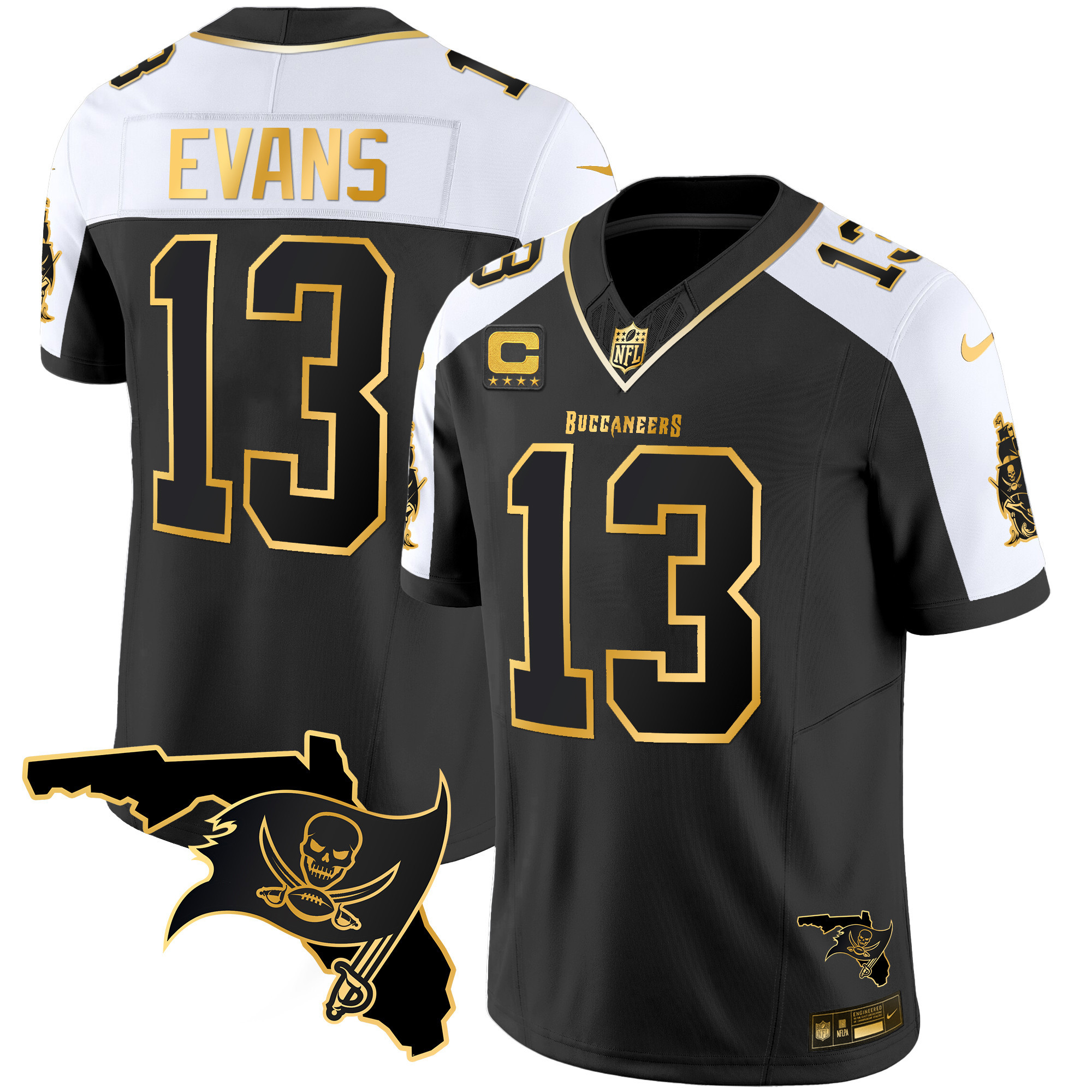 Mike Evans Men's Tampa Bay Buccaneers Florida Patch Vapor Gold Alternate Jersey - All Stitched 