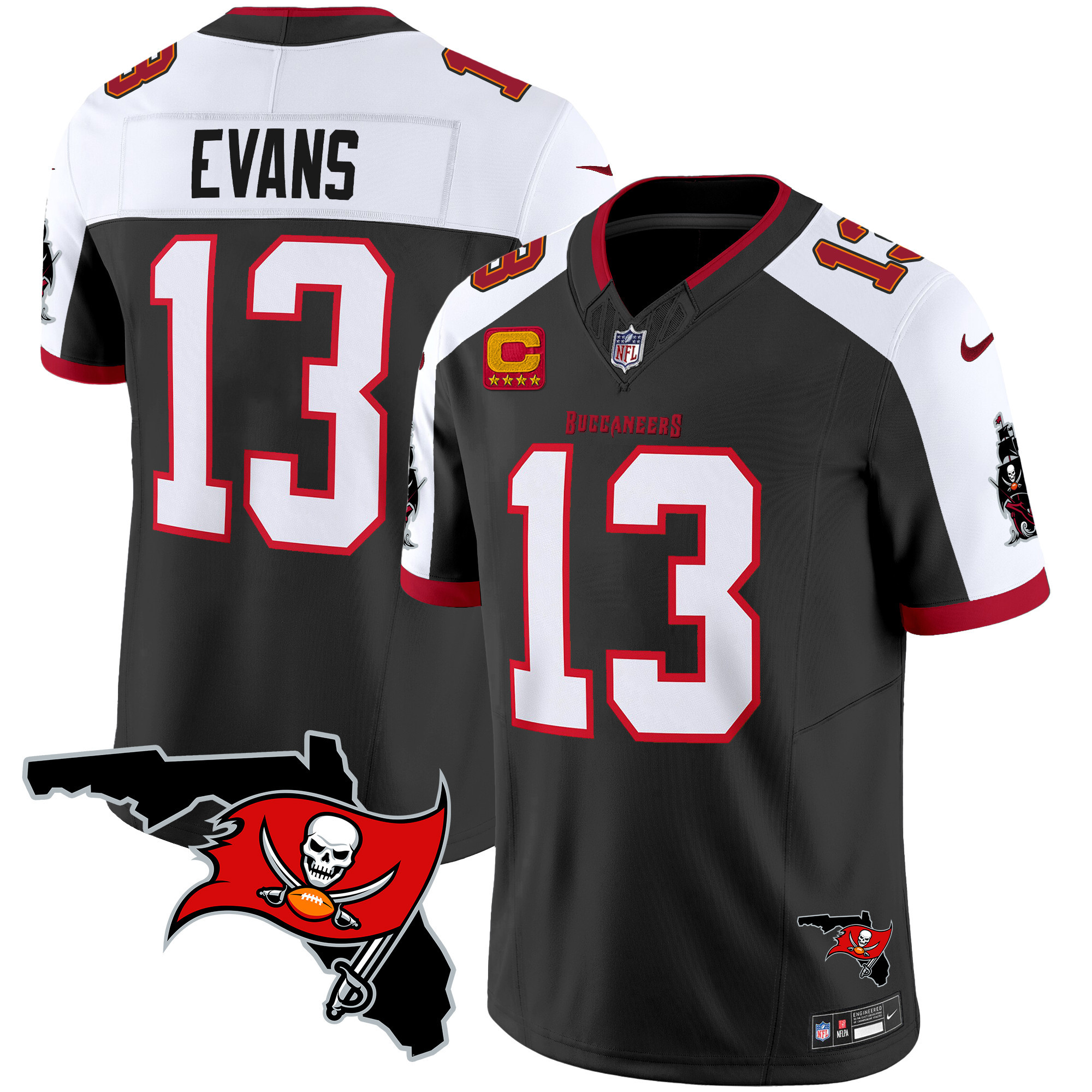 Mike Evans Men's Tampa Bay Buccaneers Florida Patch Vapor Limited Black Alternate Jersey - All Stitched 